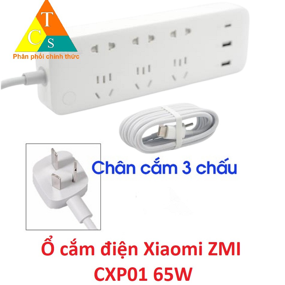 Ổ cắm ZMI CXP01 65W tích hợp 3 cổng USB Xiaomi