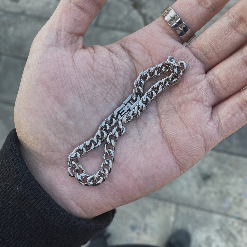 Vòng tay thép titan thiết kế đơn giản phong cách hip hop cá tính tùy chọn kích thước