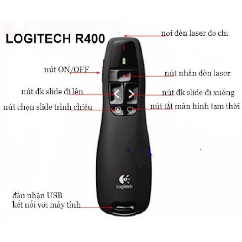 Bút trình chiếu Logitech R400 - Hàng Chính Hãng