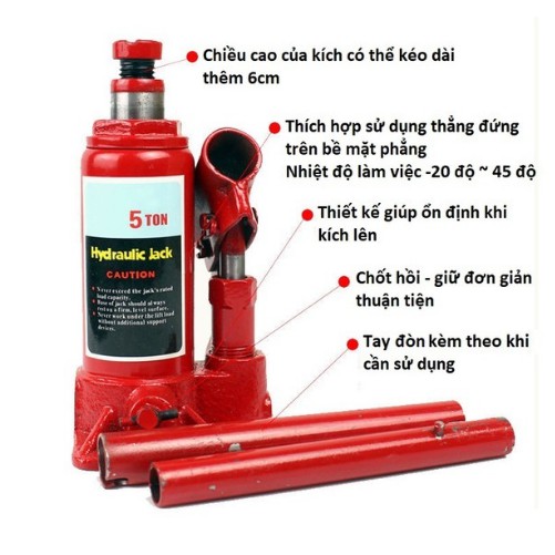 Kích thủy lực 5 tấn hydraulic jack, kích ô tô thích hợp để trong cốp xe