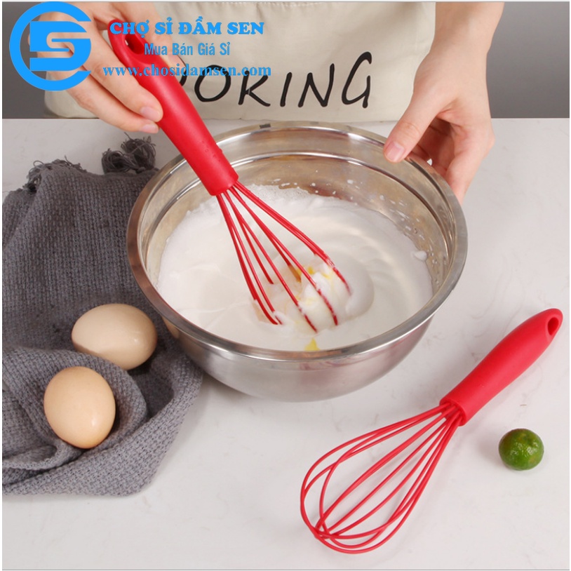 Cây phới lồng tròn đánh trứng, khuấy trộn bột, đánh bông kem bơ bằng silicon. Dụng cụ đánh trứng cầm tay