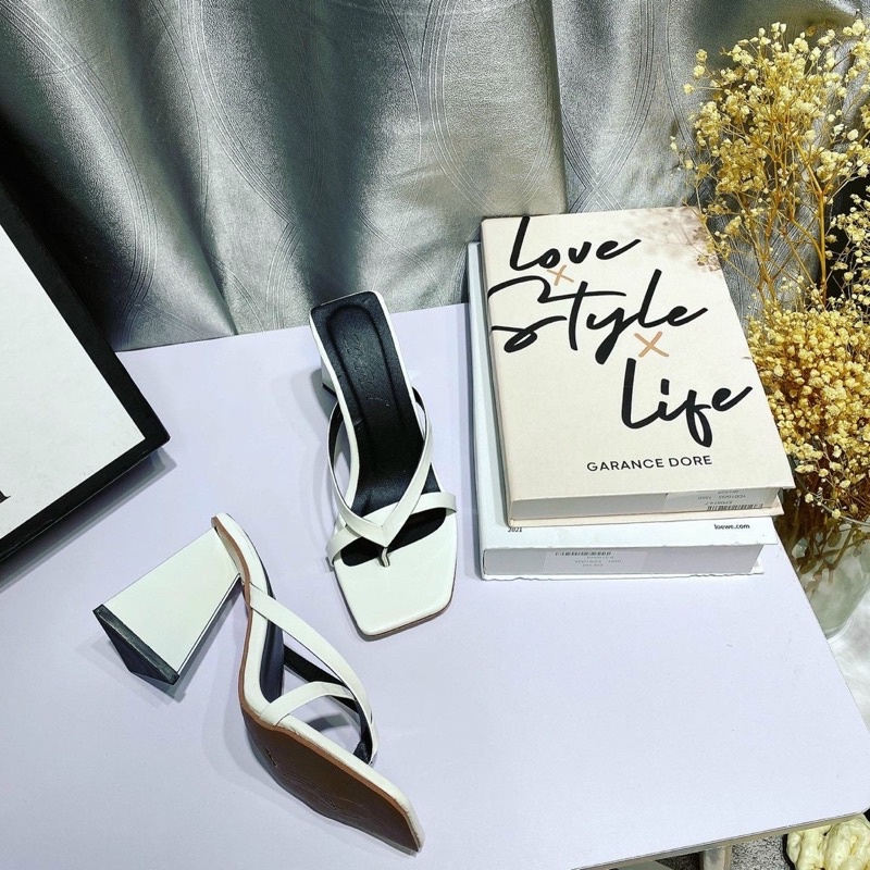 Giày gót tam giác YUMI quai mảnh chữ A cao 9cm xinh xắn thanh lịch hót 2022