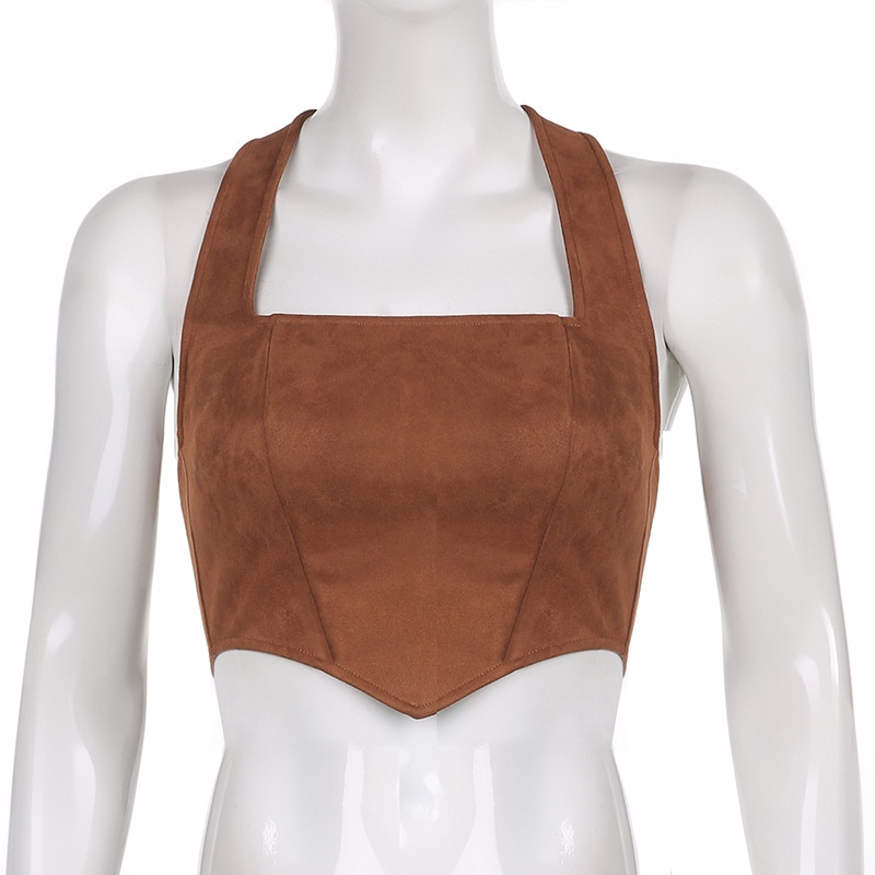Áo Tank Top Sát Nách Hở Lưng Phối Khóa Kéo Trẻ Trung Quyến Rũ Cho Nữ