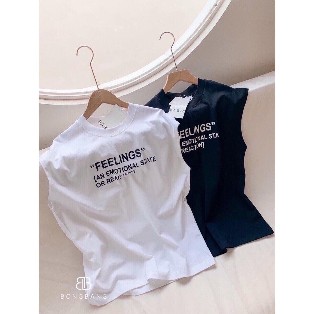 Áo Phông Tanktop Feelings Nữ - Thun ba lỗ form rộng dáng suông, họa tiết chữ cái, kiểu dáng trẻ trung năng động | BigBuy360 - bigbuy360.vn
