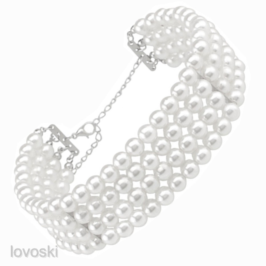 Vòng cổ choker nhiều lớp đính hạt ngọc trai nhân tạo