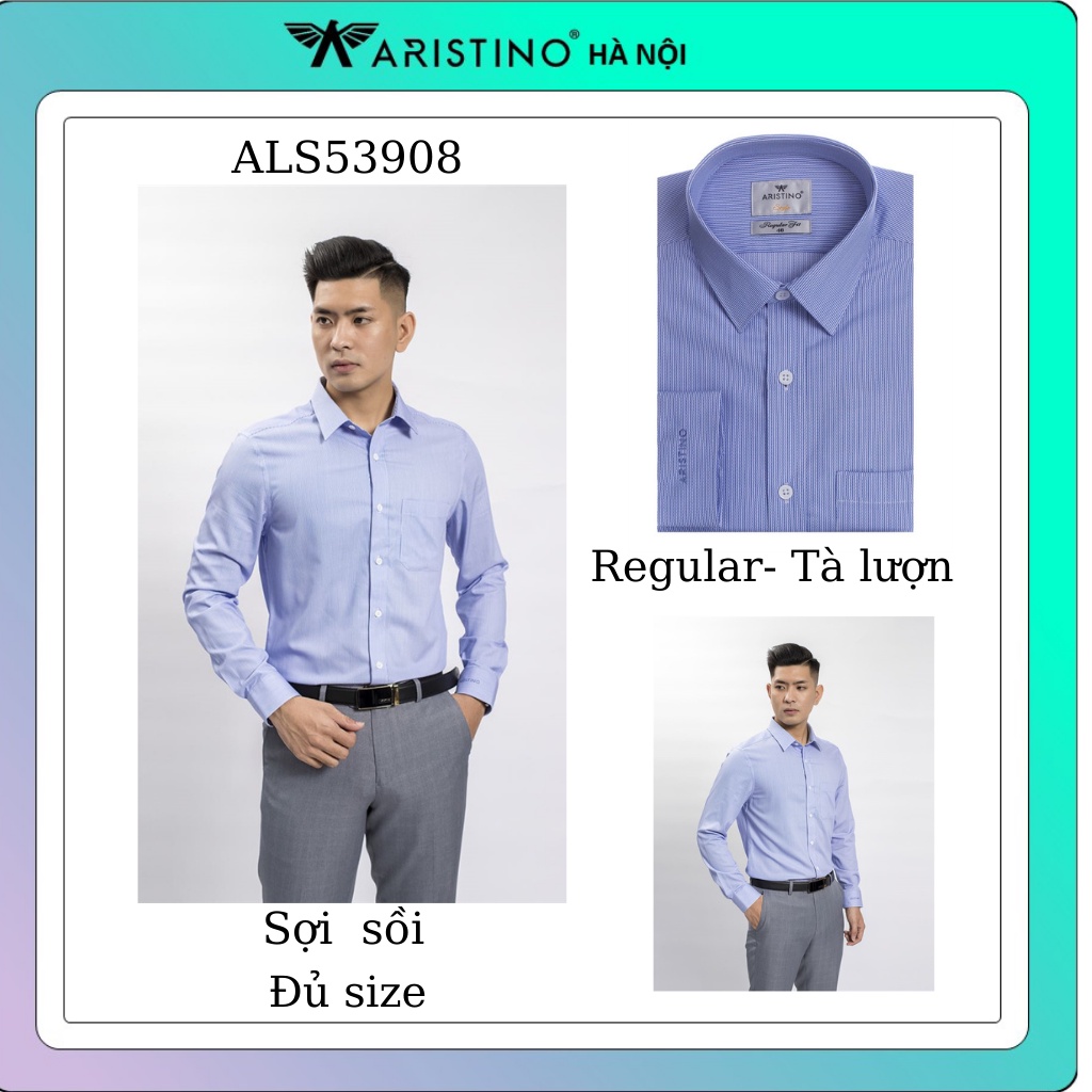 Áo sơ mi nam dài tay ARISTINO sợi sồi có túi ngực tà lượn dáng reguler als53908