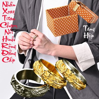 Nhẫn nam titan kiểu xoay chạm nổi hình rồng siêu đẹp, bền màu - Tặng hộp - Đem lại đẳng cấp, phong độ cho người đeo