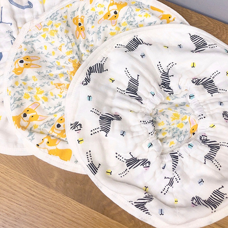 Yếm Ăn Vải Cotton Co Giãn Thoáng Khí Xoay 360 Độ In Hoạt Hình Dễ Thương Cho Bé