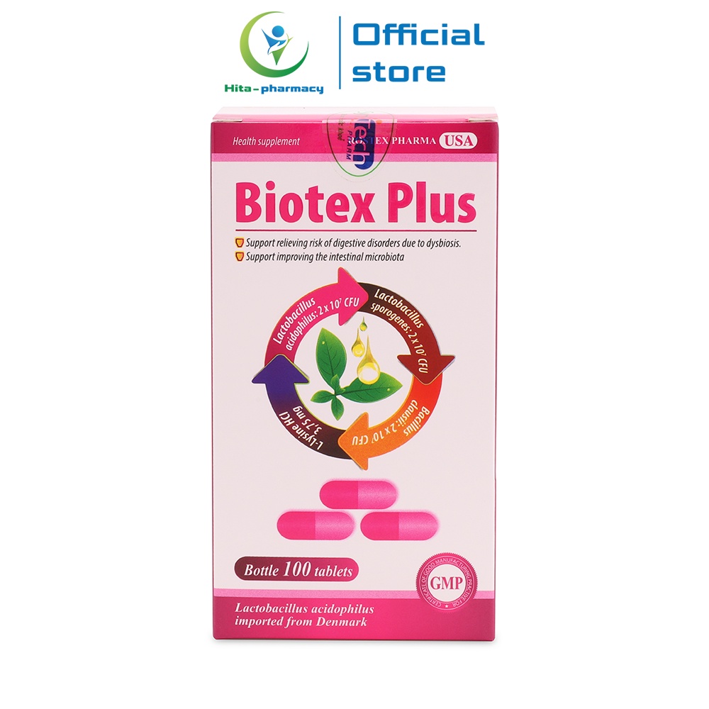 Men tiêu hóa Biotex Plus ROXTECH giảm rối loạn tiêu hóa, tiêu chảy 100 viên [Biotex Plus]
