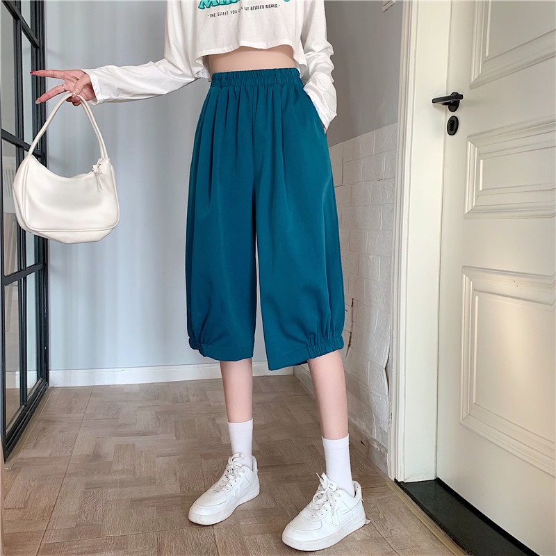 SUXI Mới Quần ngắn ống rộng Lưng Cao Phong Cách Hàn Quốc Dành Cho Nữ