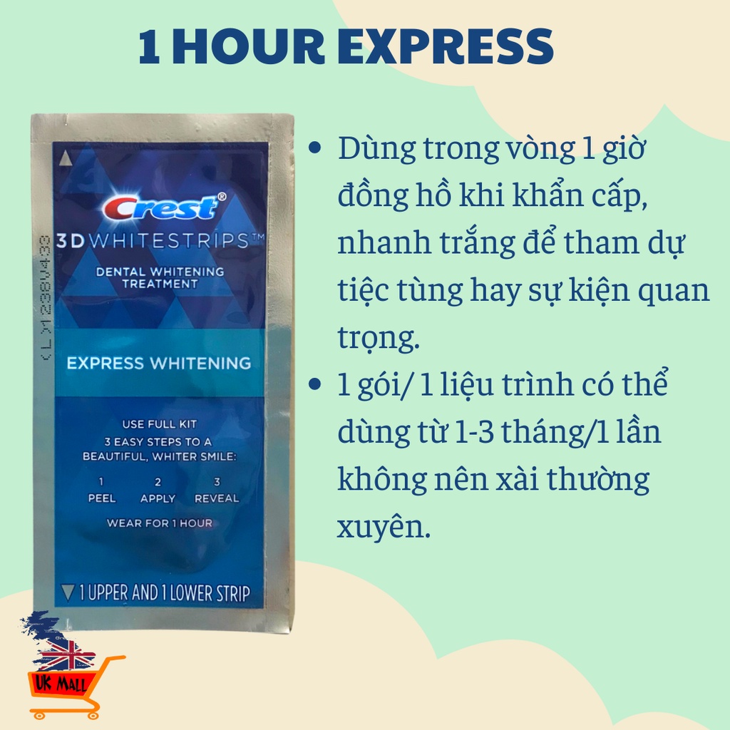 Miếng dán trắng răng Crest 3D White - Mỹ