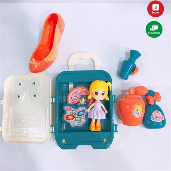 Đồ chơi búp bê kèm vali kéo chứa phụ kiện trang điểm và chiếc giày xinh xắn