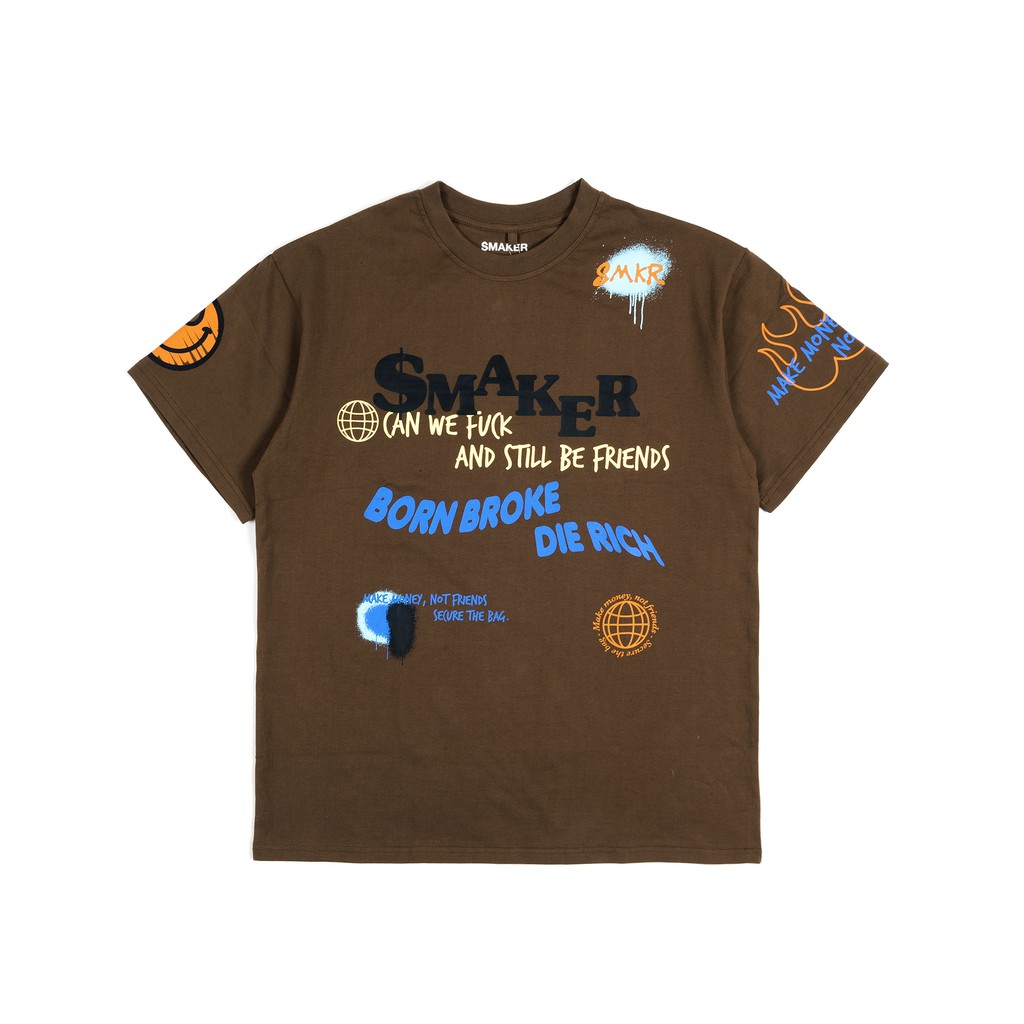 "DIE RICH" TEE IN BROWN - [SMAKER]