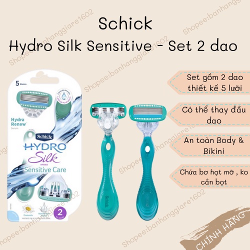 Schick Set 2 Dao Cạo cho nữ- Schick Hydro Silk Sensitive Care (Có Bill)