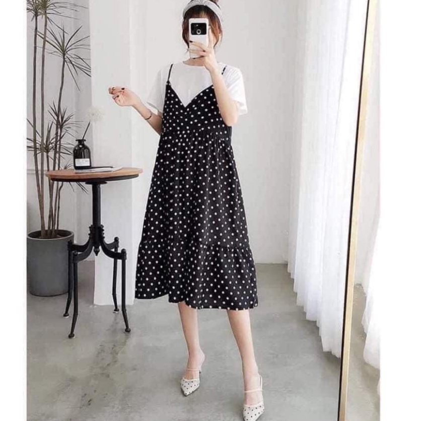 váy bầu cao cấp cực sang chảnh💕chất lụa nhung siêu siêu mát💕from rộng💕free size 43~67kg