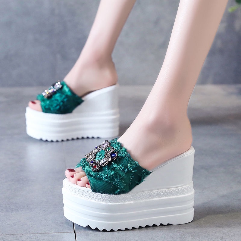 Dép Sandal Đế Xuồng Dày 12CM Hở Mũi Thời Trang Cho Nữ