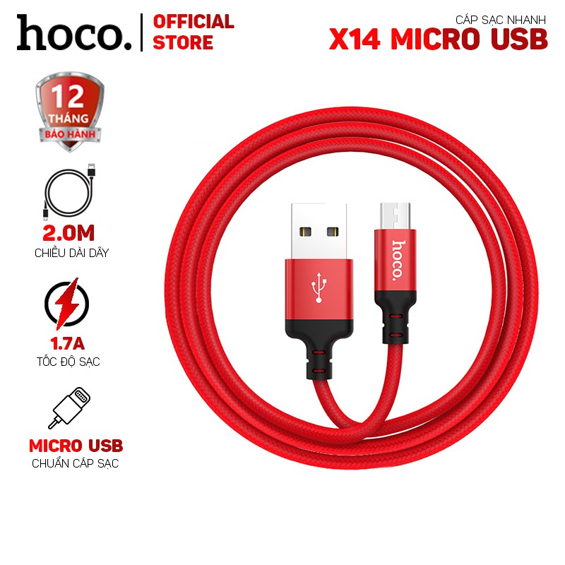 Cáp sạc nhanh Hoco X14 Micro Usb dành cho các thiết bị Android