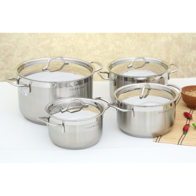 Bộ Nồi Inox Vancouver 4 Chiếc Cao Cấp Nắp Inox