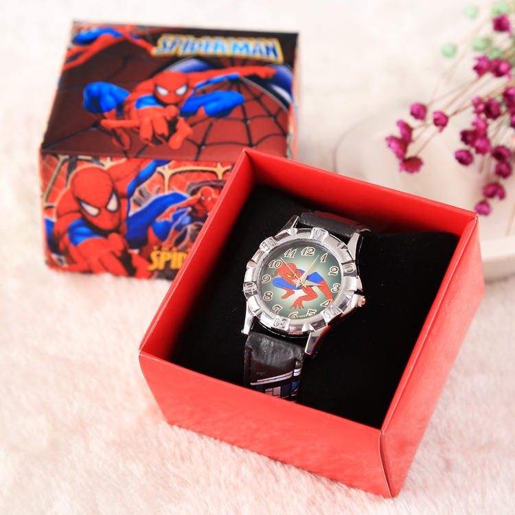 DISNEY Đồng Hồ Đeo Tay Hình Người Nhện Marvel Dây silicone Cho Bé