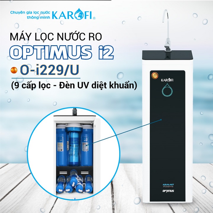 Máy lọc nước RO Karofi Optimus i2 O-i229/U (9 cấp lọc - Đèn UV diệt khuẩn)