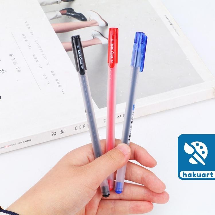 Bút Gel Ngòi 0.5mm BASIC LINE Mực Đỏ Đen Xanh Cho Học Sinh - Văn Phòng Phẩm Haku