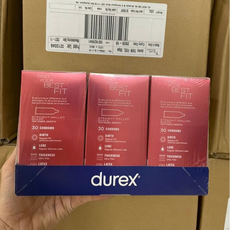 (Mẫu mới 2022) Bao cao su Durex Úc hộp 30 cái Thin feel