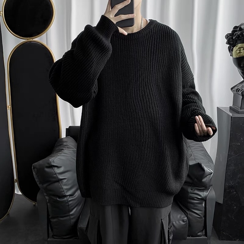 Áo Sweater Cổ Tròn Màu Sắc Đơn Giản Thời Trang Mùa Thu Đông Theo Phong Cách Hàn Quốc Dành Cho Nam