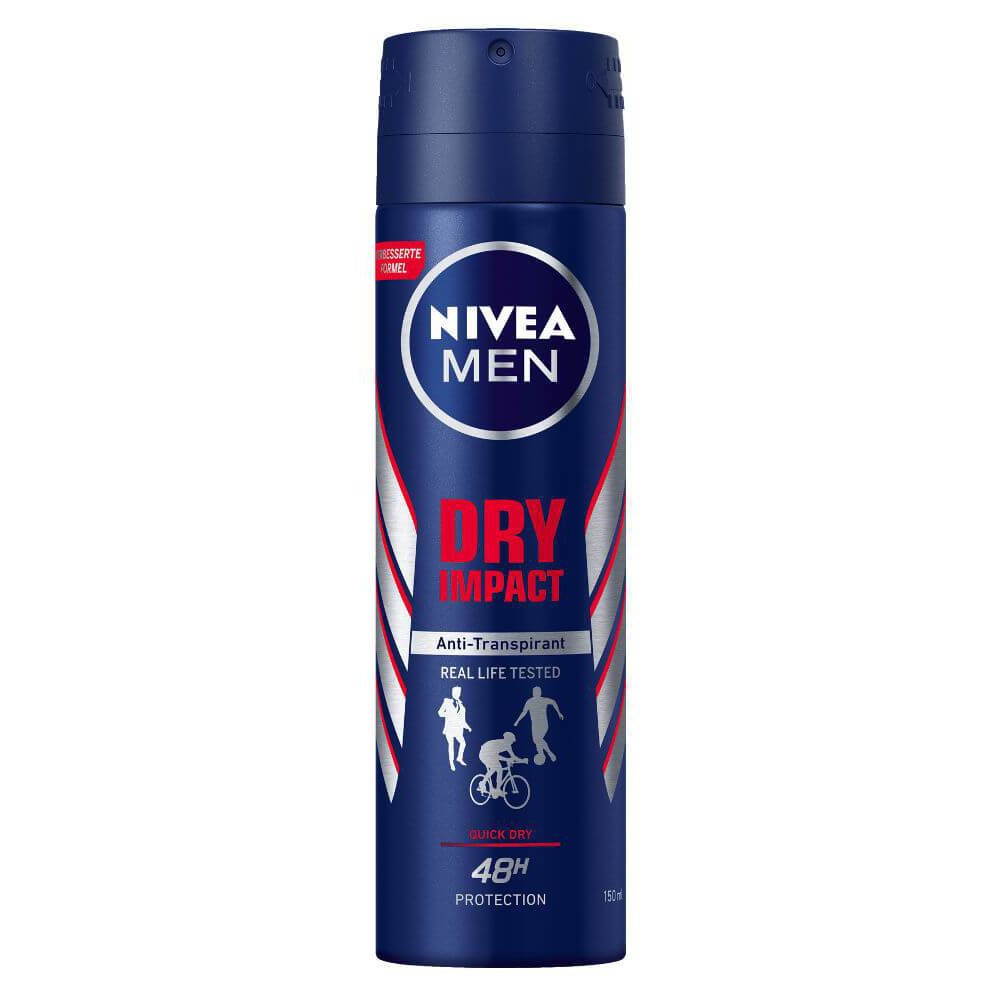 Xịt ngăn mùi NIVEA Men Dry Impact 150ml khô thoáng suốt 24h