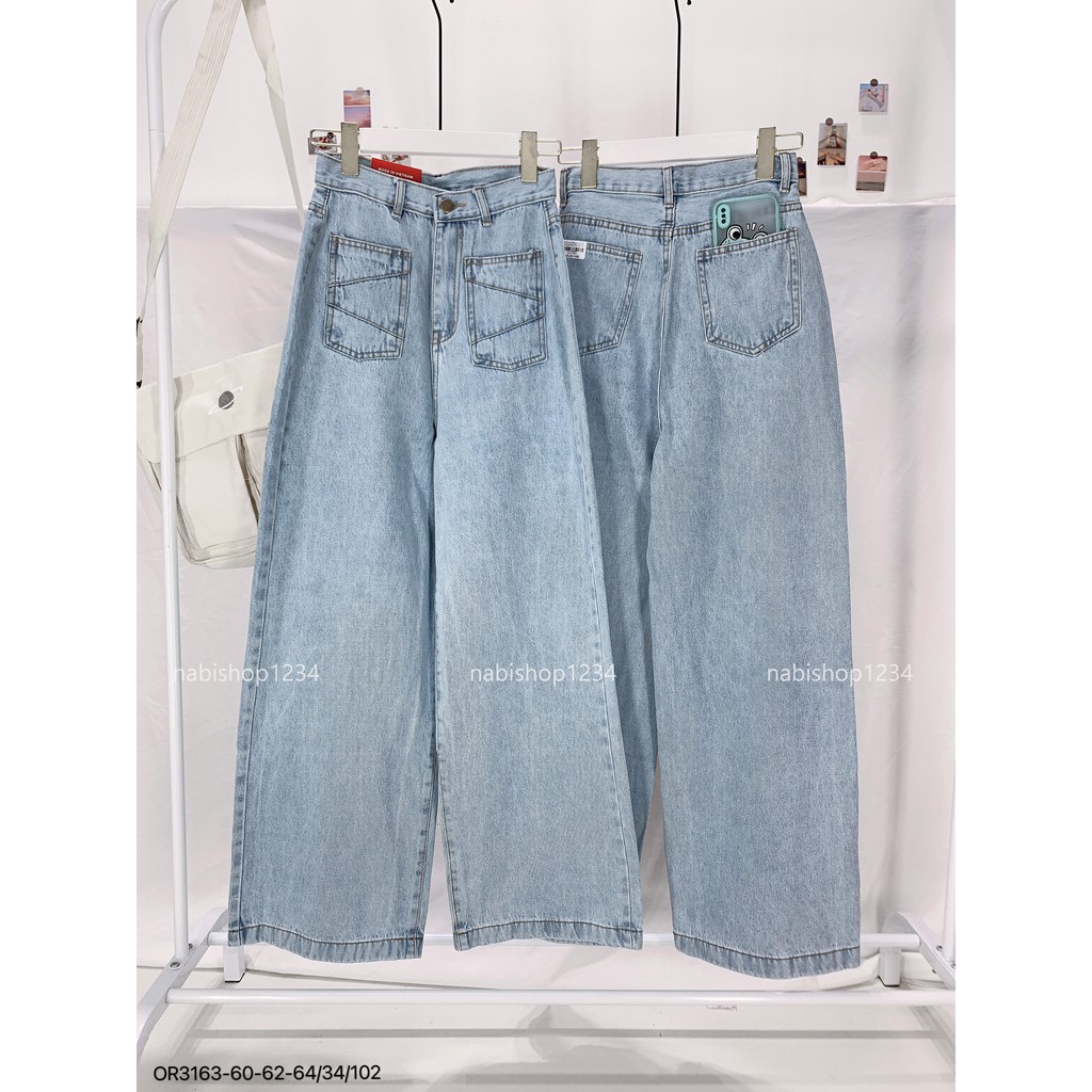 Quần Ống Rộng Jean Nữ Cạp Cao Túi Kiểu - Nabishop1234 Mã 3163 (ẢNH THẬT KÈM VIDEO) | BigBuy360 - bigbuy360.vn