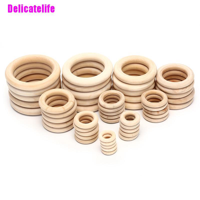 1 túi vòng gỗ tròn dùng làm trang sức DIY