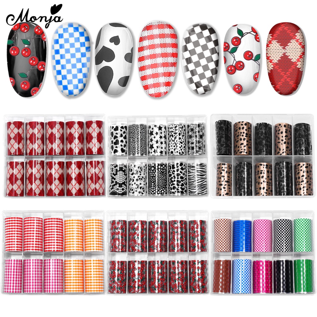 MONJA Miếng Dán Trang Trí Móng Toàn Diện Họa Tiết Bầu Trời Sao 3D DIY