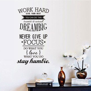 CIN New Wall Decals Quotes Work Hard Vinyl Wall Sticker Decorative