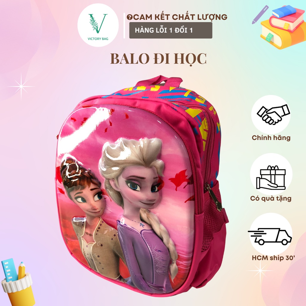 Balo Đi Học Chống Gù Cho Bé Mầm Non Mẫu Giáo Trai Gái Siêu Nhẹ Hình Phi Hành Gia Elsa 1-2-3-4-5 tuổi-VICTORY -816