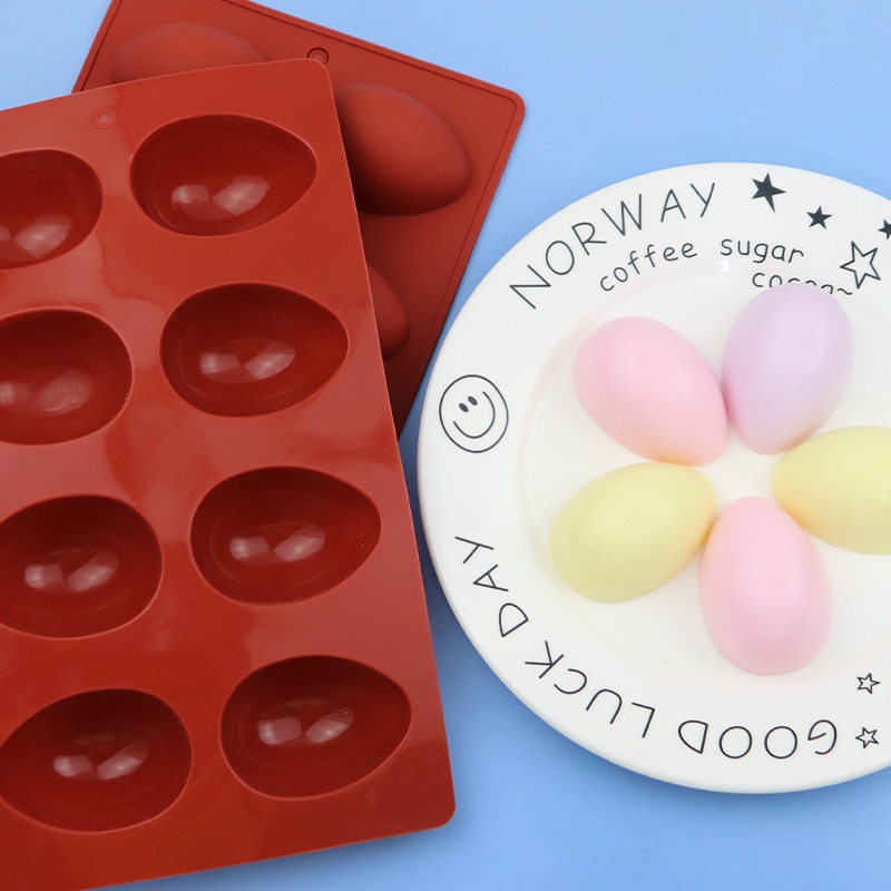Khuôn silicone Làm Bánh 8 Lỗ Hình Quả Trứng Khủng Long