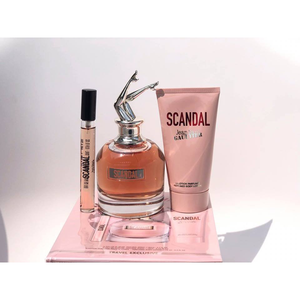 Auth - Set nước hoa Jean Paul Gaultier Scandal Travel Exclusive EDP for Women (NH 80ml + NH 10ml + Lotion 75ml) | Thế Giới Skin Care