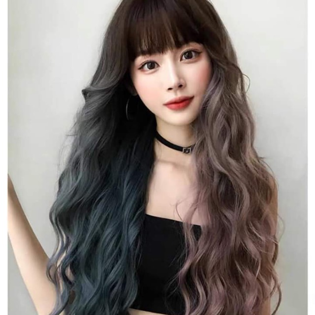Tóc giả nguyên đầu xù omber❤️💕-freeship-tặng lưới chùm tóc