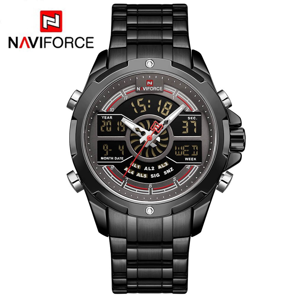 NAVIFORCE NF9170 Men Sport Fashion Stainless Steel Band Analog Digital Watch | BigBuy360 - bigbuy360.vn