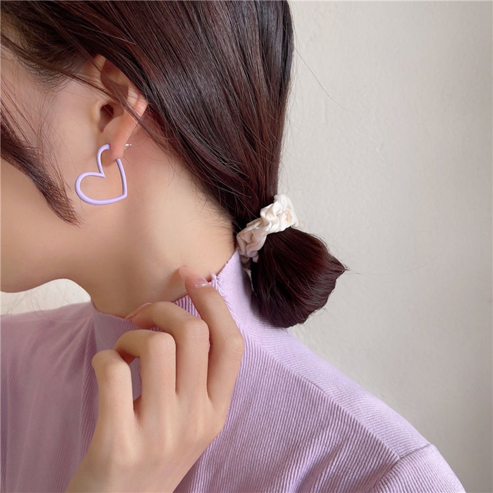 Bông tai hình trái tim bằng hợp kim màu tím phong cách Hàn Quốc thanh lịch thời trang cho nữ