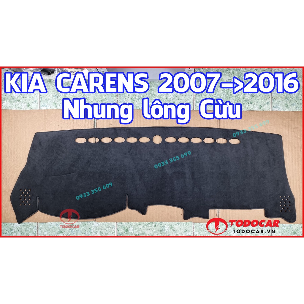 Thảm Taplo KIA CARENS bằng Nhung lông Cừu, Da vân Carbon, Da vân Gỗ 2007 2008 2009 2010 2011 2012 2013 2014 2015 2016