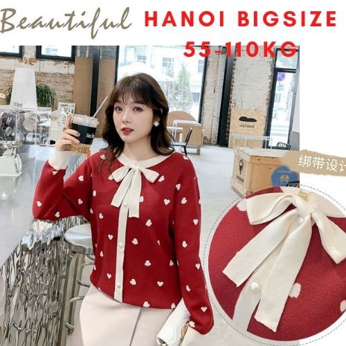 Áo len form rộng cổ nơ cho nữ 65-100kg | BigBuy360 - bigbuy360.vn