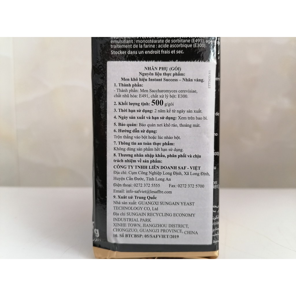 [500g  NHÃN VÀNG] MEN 7 MÀU [China] INSTANT SUCCESS Yeast Gold (ntn-hk)