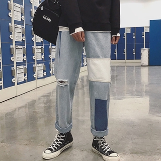 Quần Jeans Dài Rách Gối Thời Trang Cho Nam