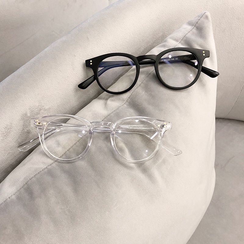 Kính giả cận chữ V gọng tròn mắt mèo phong cách Ulzzang mắt kính không độ chống ánh sáng xanh đẹp hottrend EMOJI 027
