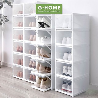 Hộp đựng giày nhựa cứng Ghome màu trong suốt, kệ đa năng cho giày và guốc size to HDN07