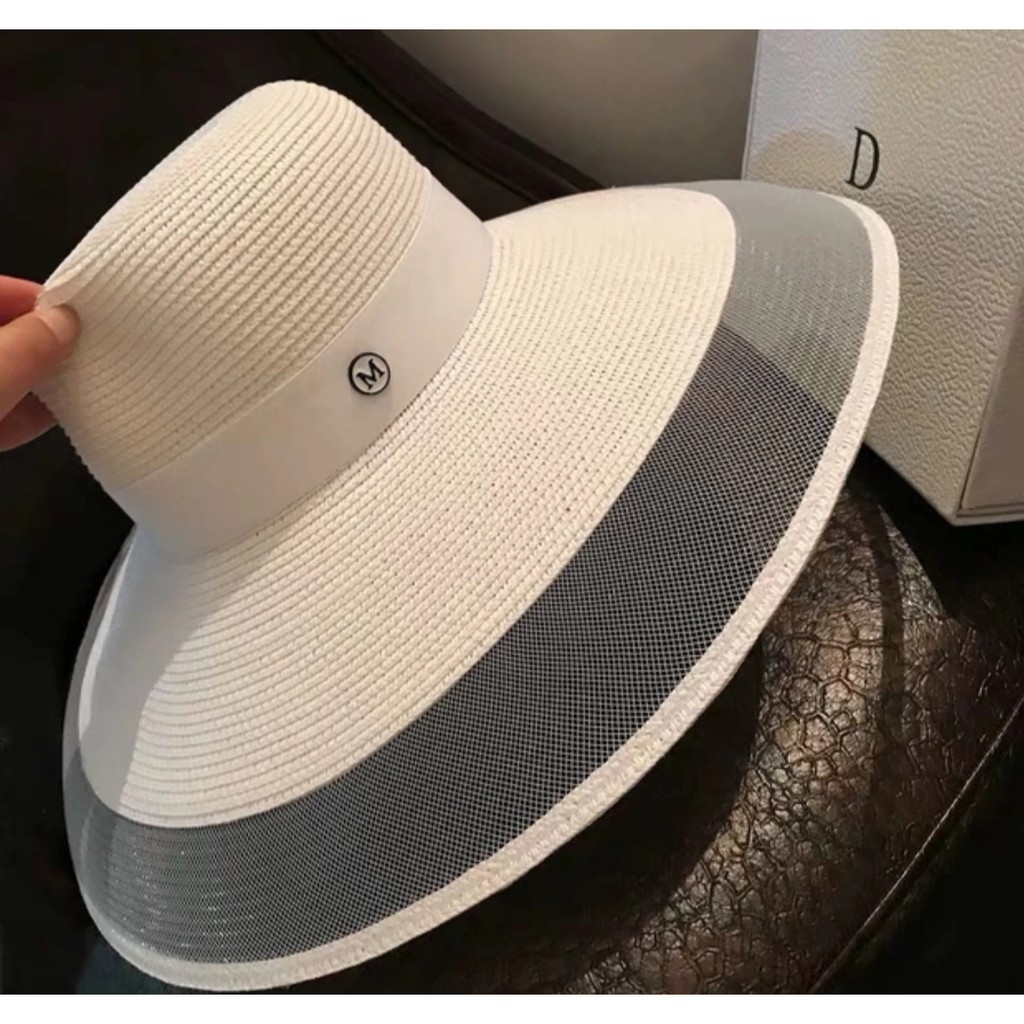 [Mã FAMARAL1 giảm 10K đơn 50K]Mũ Cói Vành Rộng Lưới Viền