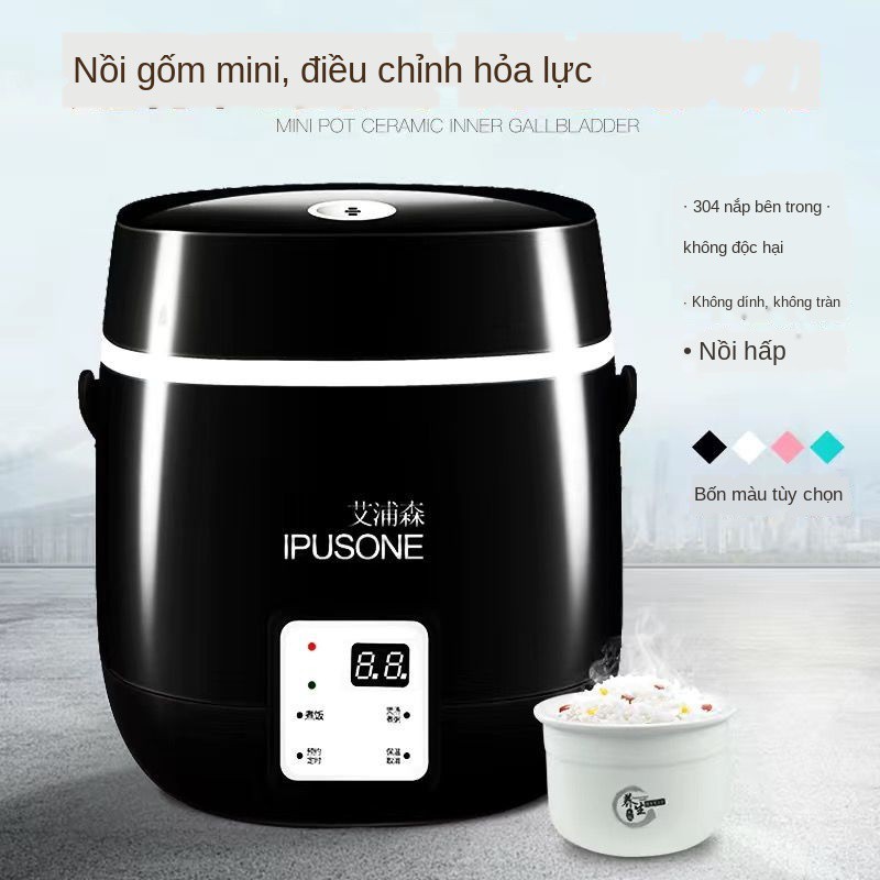 ✔Nồi cơm điện mini không tráng phủ bên trong 1 lít 2 tự động thông minh nấu cháo cho trẻ em đơn