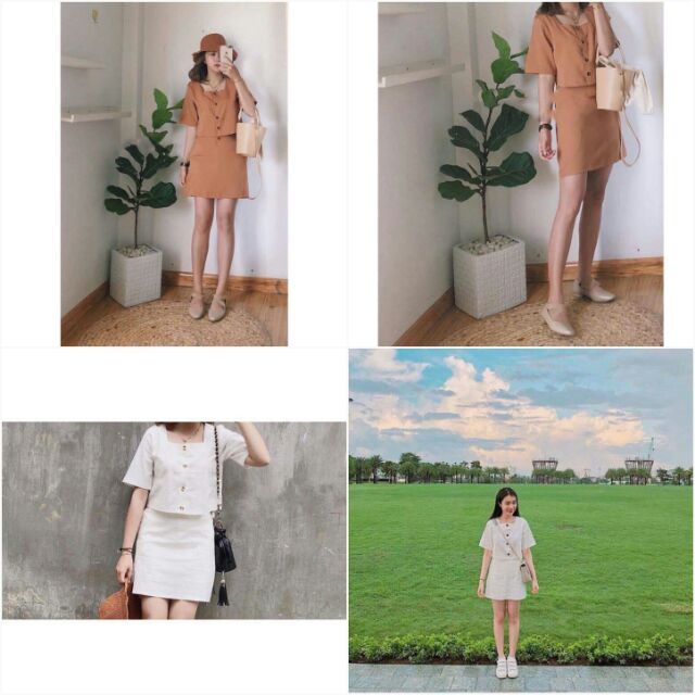 SET LINEN CỔ U ✔Kèm 100% ảnh thật✔