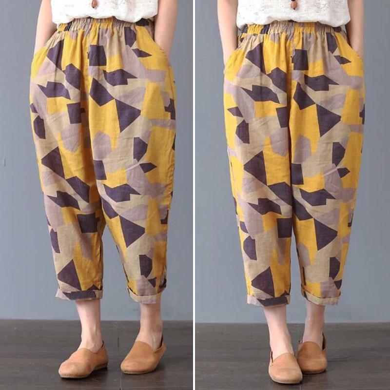 Quần dài lưng thun in họa tiết phong cách boho thời trang cho nữ | BigBuy360 - bigbuy360.vn