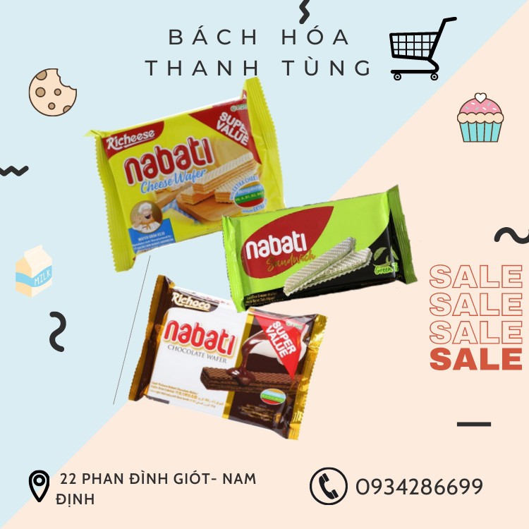 Bánh Nabati Richeese vị Choco/Phomai /Trà xanh52gr