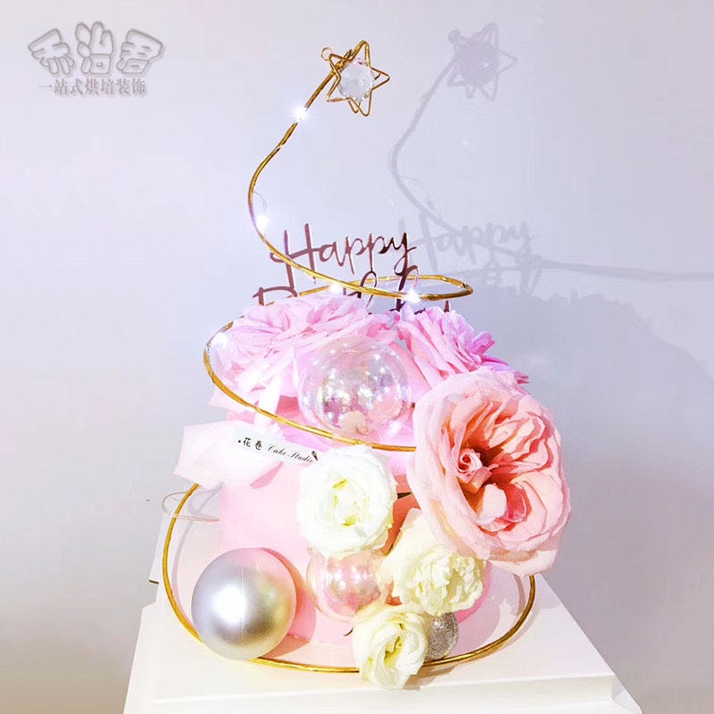 Phụ kiện trang trí bánh kem hình ngôi sao và quả cầu vàng cho tiệc cưới/sinh nhật độc đáo